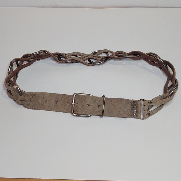 Express leather and chain link Statement Belt - Picture 1 of 4